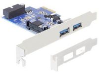 DeLock PCI Express Card > 2 x external USB 3.0 + 1 x internal 19 pin USB 3.0 - USB-adapter - 3 poorten