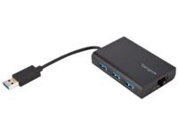 Targus USB 3.0 Hub With Gigabit Ethernet - hub - 3 poorten