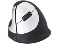 R-Go HE Mouse Ergonomische muis, Medium (165-195mm), Linkshandig, Draadloos - muis - 2.4 GHz - zwart, zilver