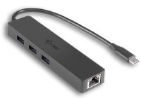 i-Tec USB C Slim 3-port HUB with Gigabit Ethernet adapter - hub - 3 poorten