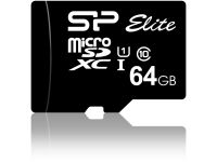 Silicon Power 64GB Elite MicroSDXC Class10 UHS-1 tot 85Mb/s incl. SD-adapter Zwart