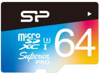 Silicon Power 64GB Superior PRO MicroSDXC Class10 UHS-1 U3 R90/W80Mb/s incl. SD-adapter Zwart