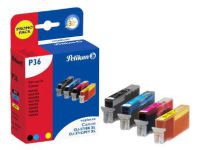 Pelikan inktcartridge: 1x Black 12 ml / 1x Cyan 12 ml / 1x Magenta 12 ml / 1x Yellow 12 ml - Zwart, Cyaan, Magenta, Geel kenmer